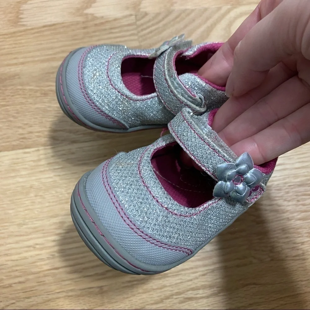 Stride Rite Suprize Mary Jane Sneaker Shoe Sz 3 Gray Pink